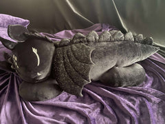 Peluche Dragon – Nuit Étoilée (Noir à paillettes) - Onyx