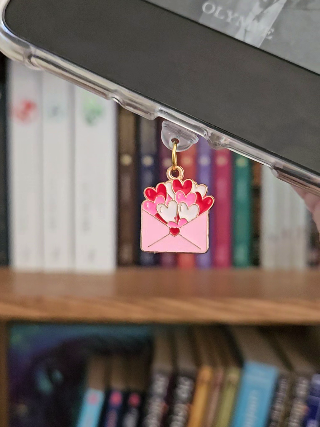 Charm - Enveloppe rose coeurs